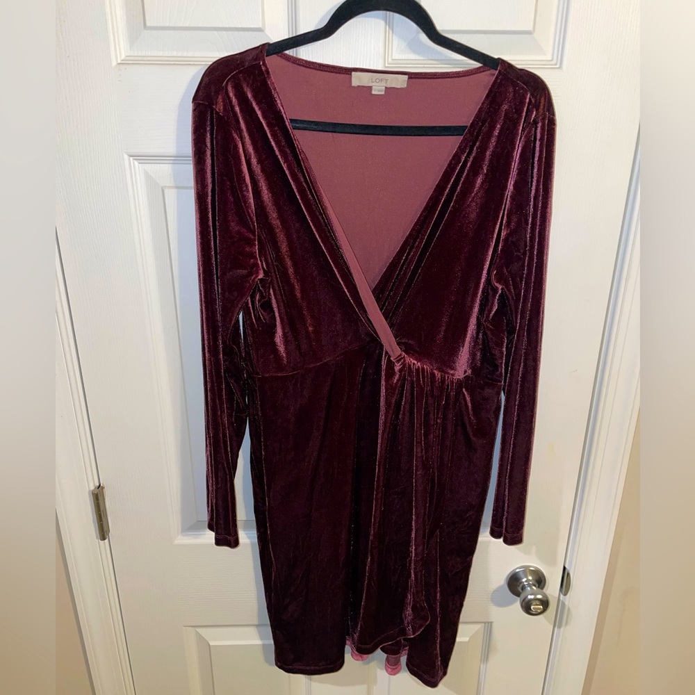 Loft , Velvet, Wrap Mini Dress, L